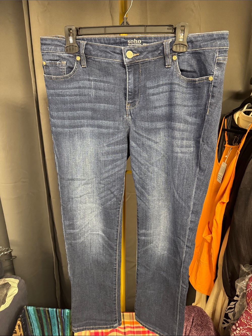 New York & Company Dark Blue Straight Leg Cropped Jeans